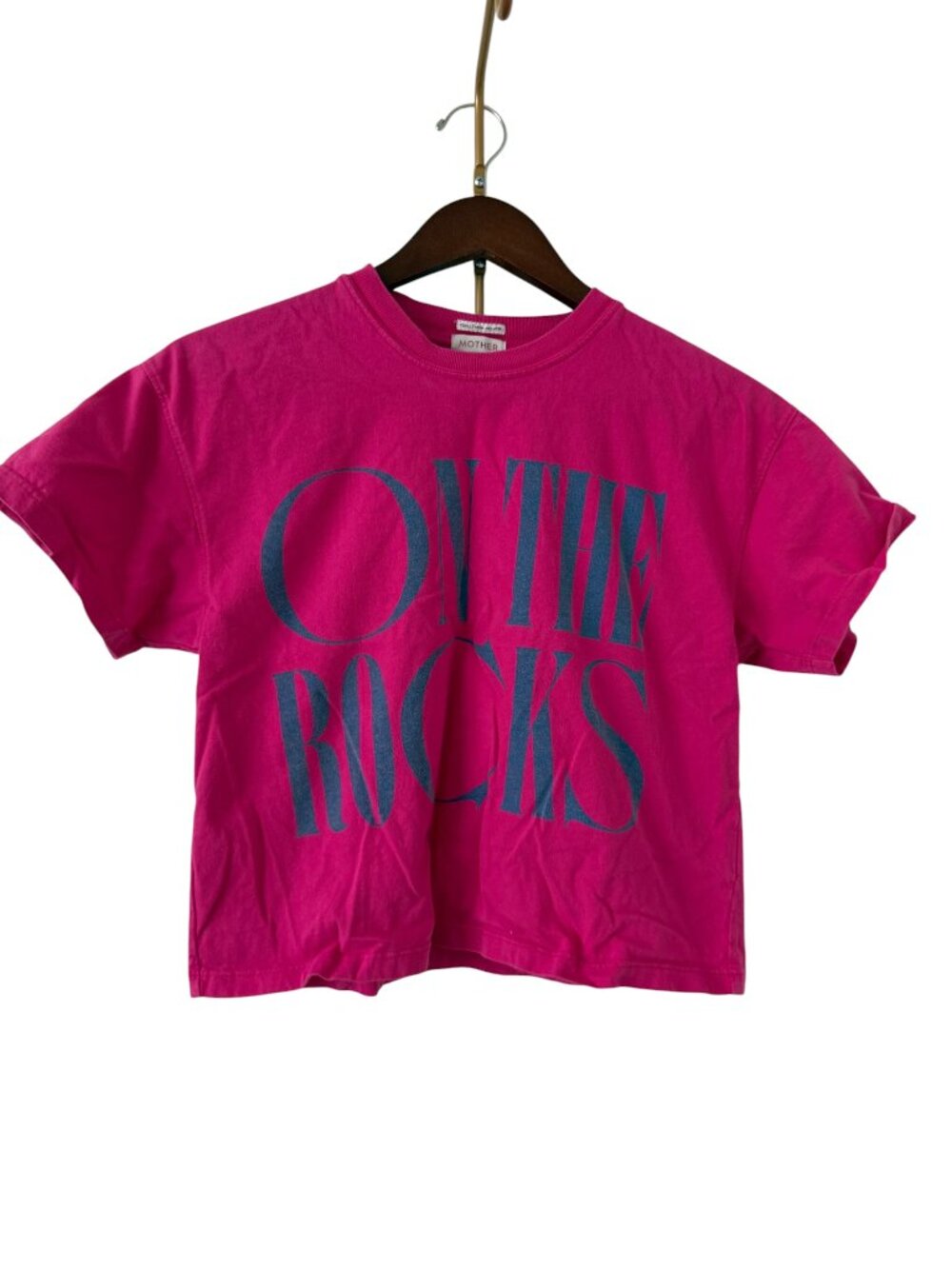 MOTHER "On The Rocks" Grab Back Crop Tee – S- Hot Pink